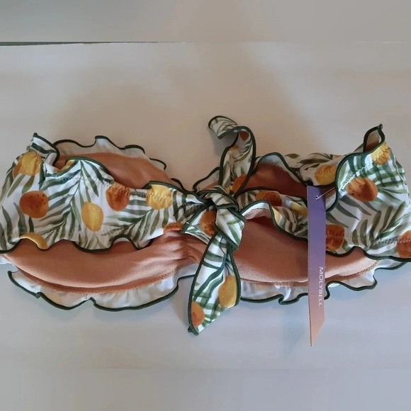 MOLYBELL Lemon and Orange 🍊 Print Bikini Top with Soft Cup Bra Size XL - Picture 7 of 7